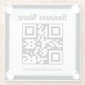 Bearbeitbarer QR-Code & Text mit hellblauem Rand Glasuntersetzer (Rückseite)