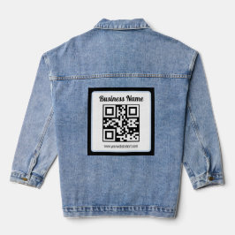 Bearbeitbarer QR-Code & Text mit hellblauem Rand Jeansjacke