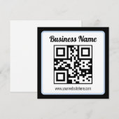 Bearbeitbarer QR-Code & Text mit hellblauem Rand Mitteilungskarte (Vorne/Hinten)