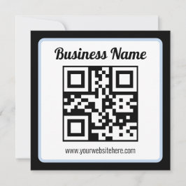 Bearbeitbarer QR-Code & Text mit hellblauem Rand Mitteilungskarte