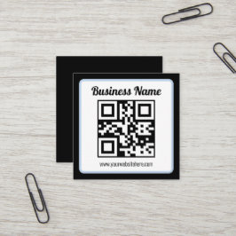 Bearbeitbarer QR-Code & Text mit hellblauem Rand Quadratische Visitenkarte