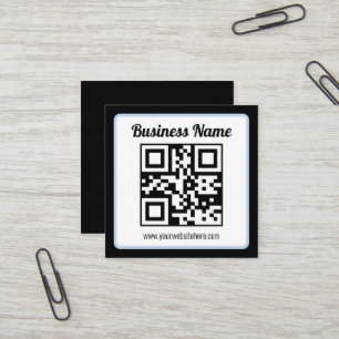 Bearbeitbarer QR-Code & Text mit hellblauem Rand Quadratische Visitenkarte