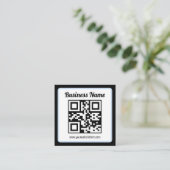 Bearbeitbarer QR-Code & Text mit hellblauem Rand Quadratische Visitenkarte (Stehend Vorderseite)