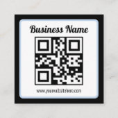 Bearbeitbarer QR-Code & Text mit hellblauem Rand Quadratische Visitenkarte (Vorderseite)