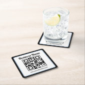 Bearbeitbarer QR-Code & Text mit hellblauem Rand Rechteckiger Pappuntersetzer (Vor Ort)
