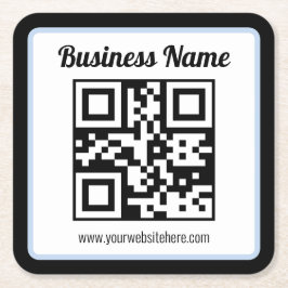 Bearbeitbarer QR-Code & Text mit hellblauem Rand Rechteckiger Pappuntersetzer