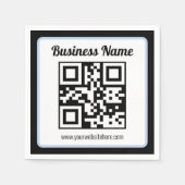 Bearbeitbarer QR-Code & Text mit hellblauem Rand Serviette (Vorderseite)