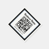 Bearbeitbarer QR-Code & Text mit hellblauem Rand Serviette (Ecke)