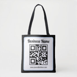 Bearbeitbarer QR-Code & Text mit hellblauem Rand Tasche