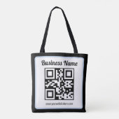 Bearbeitbarer QR-Code & Text mit hellblauem Rand Tasche (Rückseite)