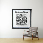 Bearbeitbarer QR-Code & Text mit hellblauem Rand Wandteppich (Beispiel)