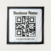 Bearbeitbarer QR-Code & Text mit hellblauem Rand Wandteppich (Vorderseite)
