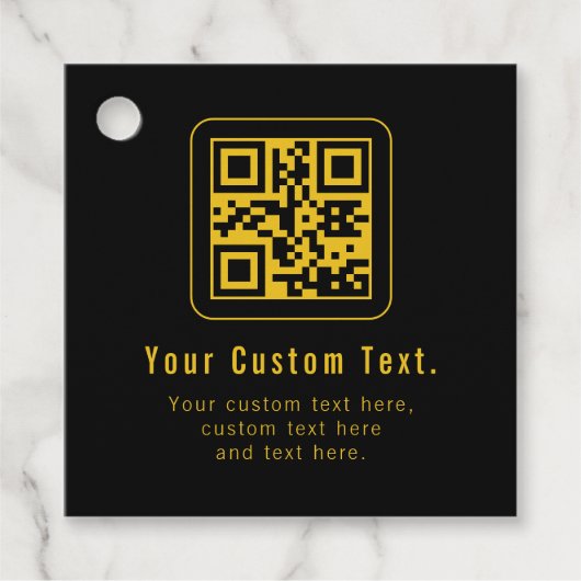 Bearbeitbarer QR-Code & Textvorlage | Schwarz & Go Geschenkanhänger (Vorderseite)