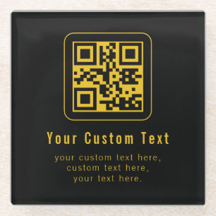 Bearbeitbarer QR-Code & Textvorlage   Schwarz & Go Glasuntersetzer