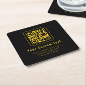 Bearbeitbarer QR-Code & Textvorlage | Schwarz & Go Rechteckiger Pappuntersetzer (angewinkelt)