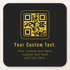 Bearbeitbarer QR-Code & Textvorlage | Schwarz & Go Rechteckiger Pappuntersetzer