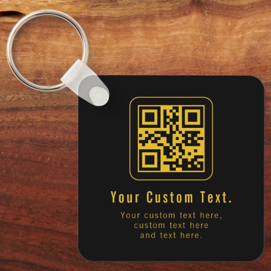 Bearbeitbarer QR-Code & Textvorlage | Schwarz & Go Schlüsselanhänger (Vorderseite)
