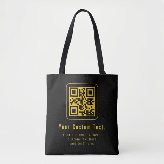 Bearbeitbarer QR-Code & Textvorlage | Schwarz & Go Tasche (Vorderseite)