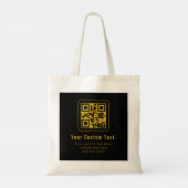 Bearbeitbarer QR-Code & Textvorlage | Schwarz & Go Tragetasche (Rückseite)