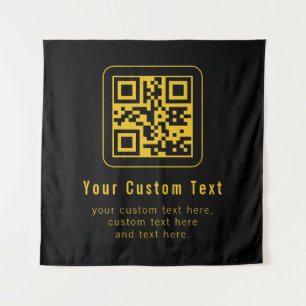 Bearbeitbarer QR-Code & Textvorlage Schwarz & Go Wandteppich