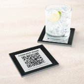 Bearbeitbarer QR-Code und einfaches anpassbares De Glasuntersetzer (Schrägansicht)