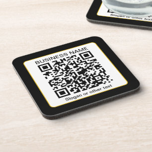 Bearbeitbarer scannbarer QR-Code + Ihr Firmenname Getränkeuntersetzer