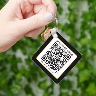 Bearbeitbarer scannbarer QR-Code + Ihr Firmenname Schlüsselanhänger