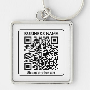 Bearbeitbarer scannbarer QR-Code + Ihr Firmenname Schlüsselanhänger