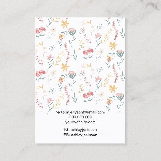 Bearbeitbarer Schmuckhalter mit Blumenlogo Visitenkarte (Rückseite)