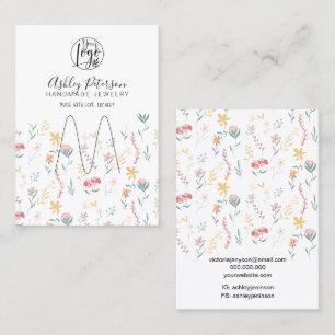 Bearbeitbarer Schmuckhalter mit Blumenlogo Visitenkarte