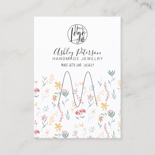 Bearbeitbarer Schmuckhalter mit Blumenlogo Visitenkarte (Vorderseite)