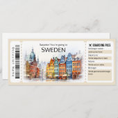 Bearbeitbarer schwedischer Flugzeug Ticket, Schwed Einladung (Vorne/Hinten)