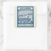 Bearbeitbarer Seagull über einem Wave-Buchzeichen Quadratischer Aufkleber (Tasche)