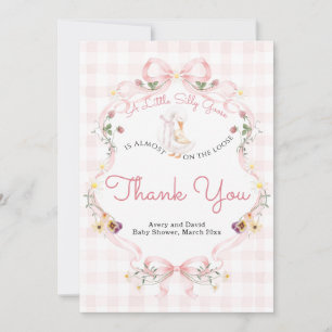 Bearbeitbarer Silly Goose Baby Shower Rosa Schleif Dankeskarte