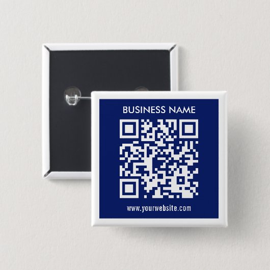 Bearbeitbarer (sofort generierter) QR-Code | Navy Button (Vorne & Hinten)