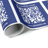 Bearbeitbarer (sofort generierter) QR-Code | Navy Geschenkpapier (Rolleneckpunkt)