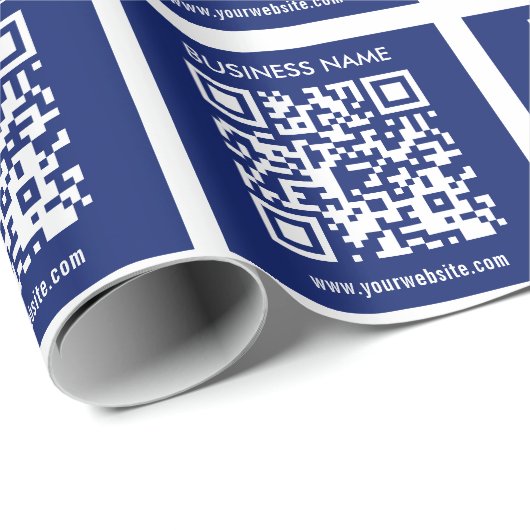 Bearbeitbarer (sofort generierter) QR-Code | Navy Geschenkpapier (Rolleneckpunkt)