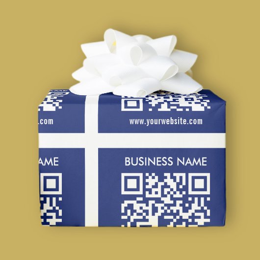 Bearbeitbarer (sofort generierter) QR-Code | Navy Geschenkpapier