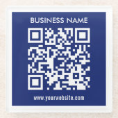 Bearbeitbarer (sofort generierter) QR-Code | Navy Glasuntersetzer (Vorderseite)