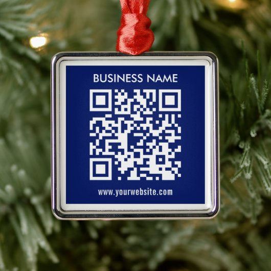 Bearbeitbarer (sofort generierter) QR-Code | Navy  Ornament Aus Metall (Baum)