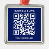 Bearbeitbarer (sofort generierter) QR-Code | Navy  Ornament Aus Metall (Vorne)