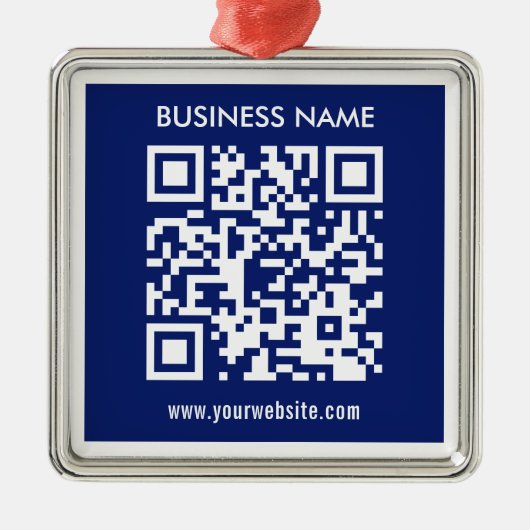 Bearbeitbarer (sofort generierter) QR-Code | Navy  Ornament Aus Metall (Vorne)