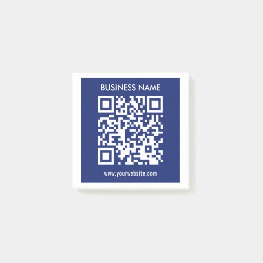Bearbeitbarer (sofort generierter) QR-Code | Navy  Post-it Klebezettel (Vorderseite)