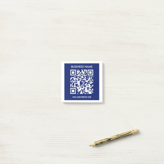 Bearbeitbarer (sofort generierter) QR-Code | Navy  Post-it Klebezettel (Auf Schreibtisch)