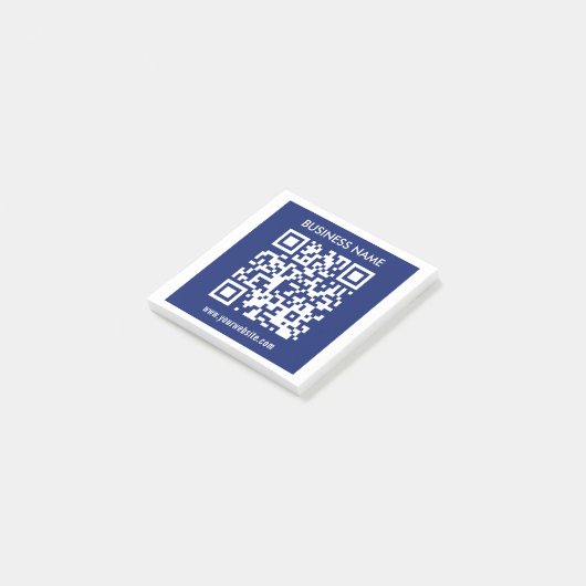 Bearbeitbarer (sofort generierter) QR-Code | Navy  Post-it Klebezettel (angewinkelt)