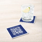 Bearbeitbarer (sofort generierter) QR-Code | Navy Rechteckiger Pappuntersetzer (Vor Ort)
