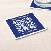 Bearbeitbarer (sofort generierter) QR-Code | Navy Rechteckiger Pappuntersetzer (angewinkelt)