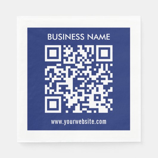 Bearbeitbarer (sofort generierter) QR-Code | Navy Serviette (Vorderseite)