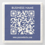 Bearbeitbarer (sofort generierter) QR-Code | Navy Steinuntersetzer (Vorderseite)