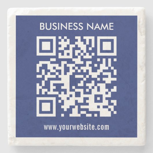 Bearbeitbarer (sofort generierter) QR-Code | Navy Steinuntersetzer (Vorderseite)
